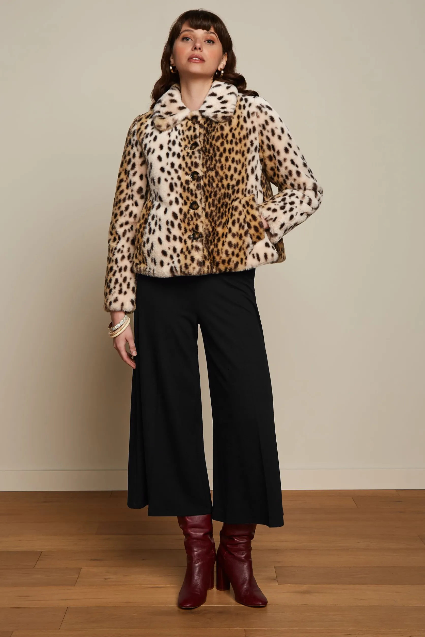 Anais Coat Cheetah Fur