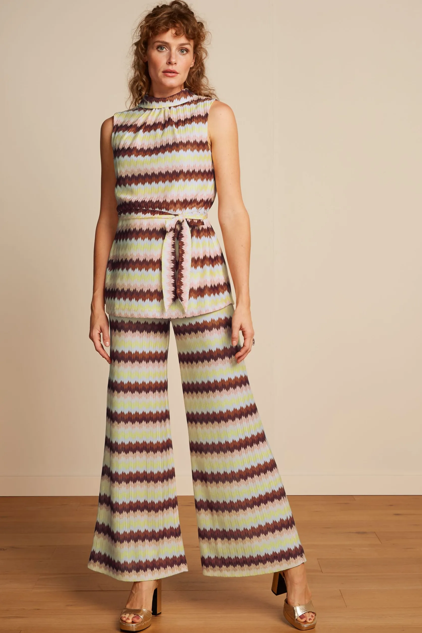 Border Palazzo Pants Carmine