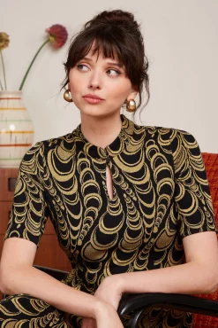 Chinese Midi Dress Bobbin Jacquard
