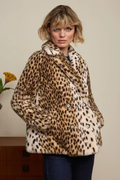 Patti Coat Midi Cheetah Fur