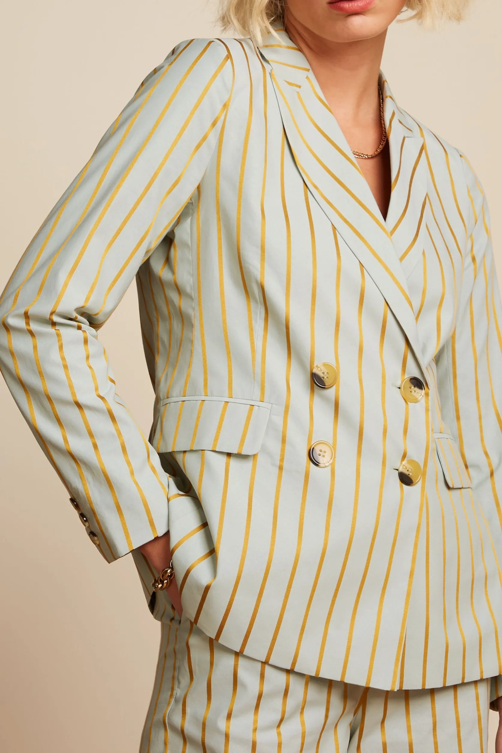 Tina Blazer Ash Stripe